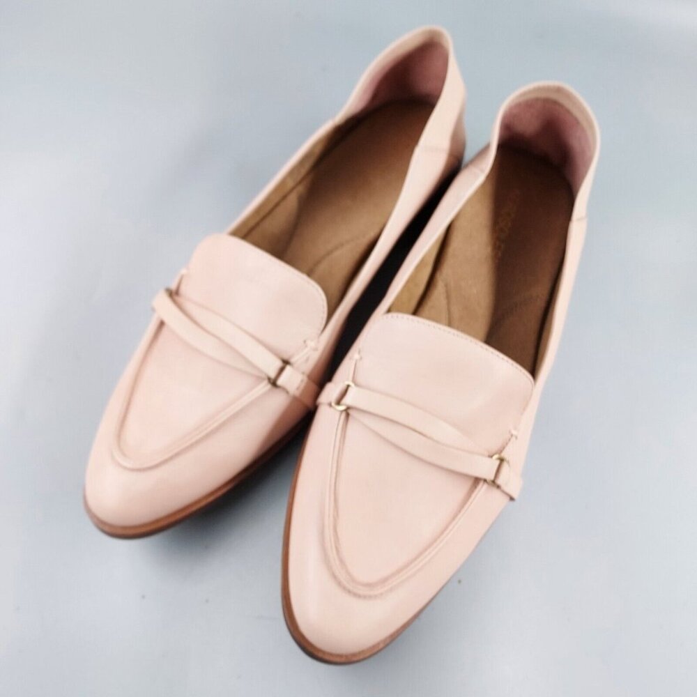 AEROSOLES South East Pink Leather Pointed Toe Slip On Loafer Mules, Size 12M
